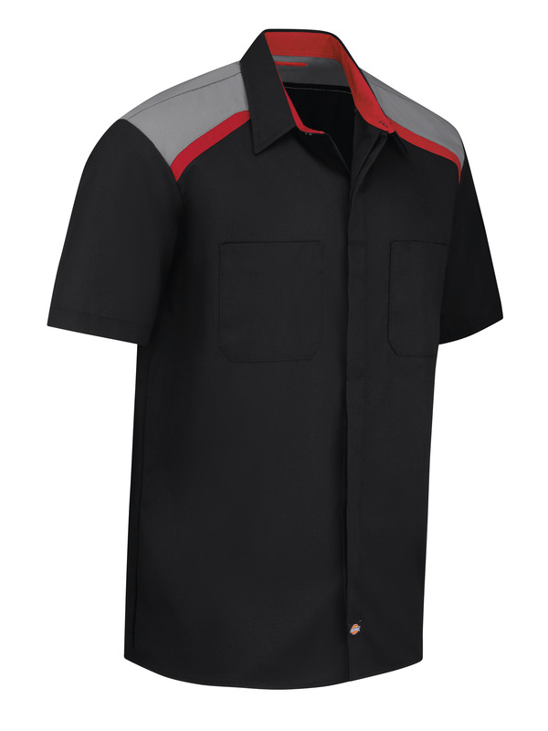 Men's Tricolor Short-Sleeve Shop Shirt - Front