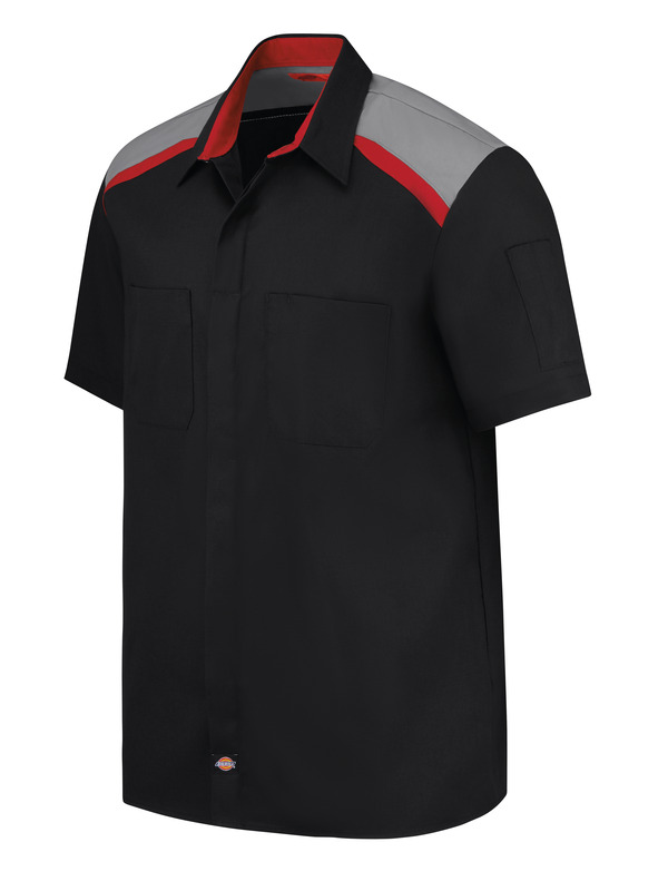Men's Tricolor Short-Sleeve Shop Shirt - Front
