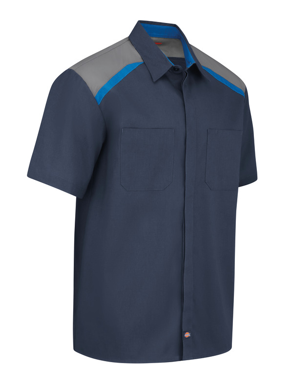 Men's Tricolor Short-Sleeve Shop Shirt - Front