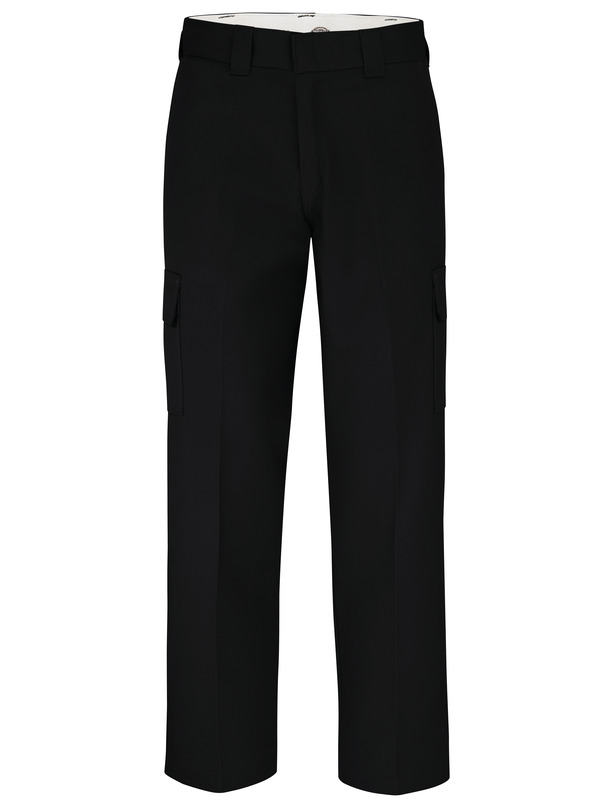 Black - Men's Industrial Relaxed Fit Straight Leg Cargo Work Pant - Front