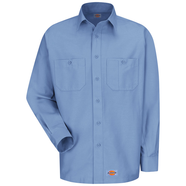 Light Blue - Men's Canvas Long-Sleeve Work Shirt - Front