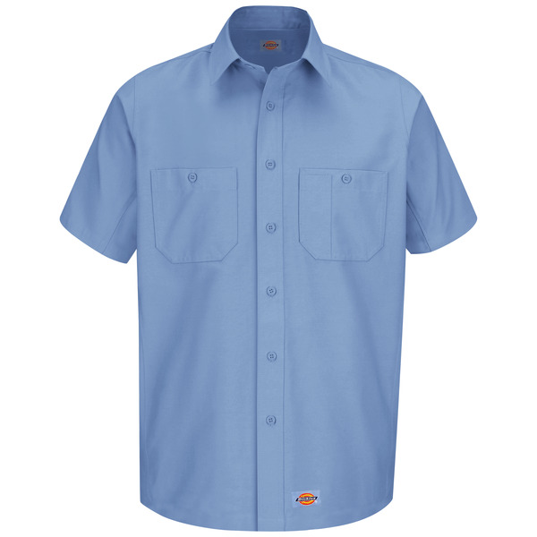 Light Blue - Men's Canvas Short-Sleeve Work Shirt - Front