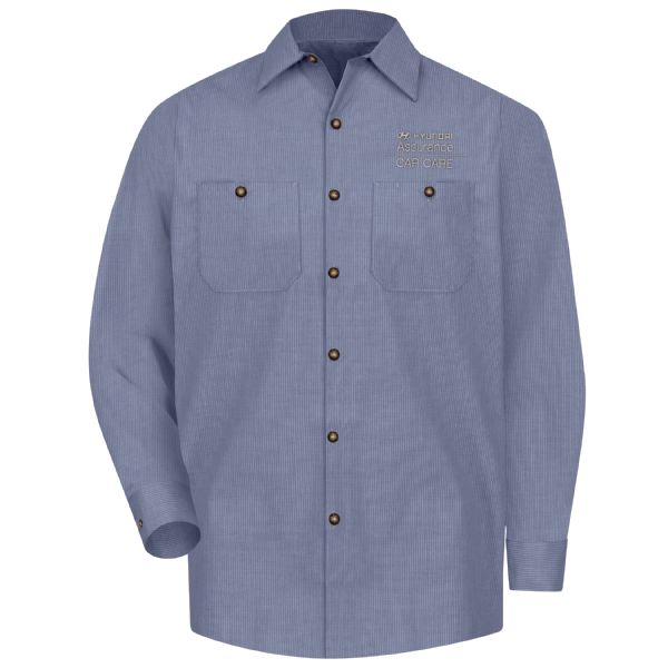 Hyundai® Assurance Car Care Men's Long Sleeve Geometric Micro-Check Work Shirt Hyundai® Assurance Car Care Men's Long Sleeve Geometric Micro-Check Work Shirt