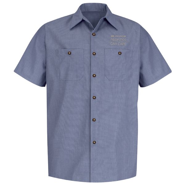 Hyundai® Assurance Car Care Men's Short Sleeve Geometric Micro-Check Work Shirt Hyundai® Assurance Car Care Men's Short Sleeve Geometric Micro-Check Work Shirt