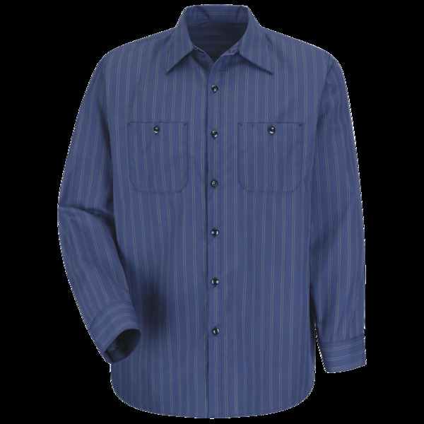 blue striped work shirt