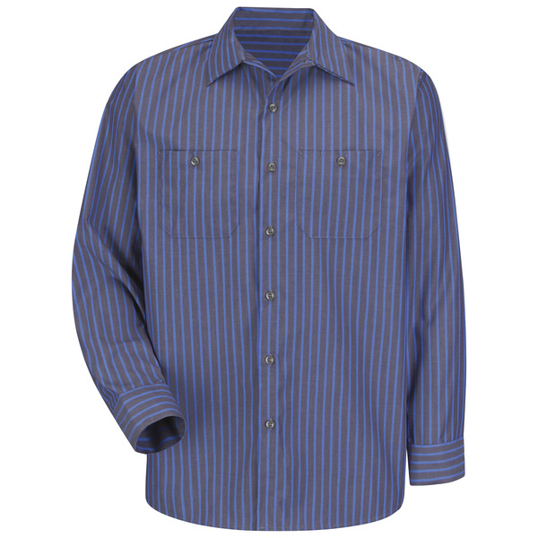 blue striped work shirt