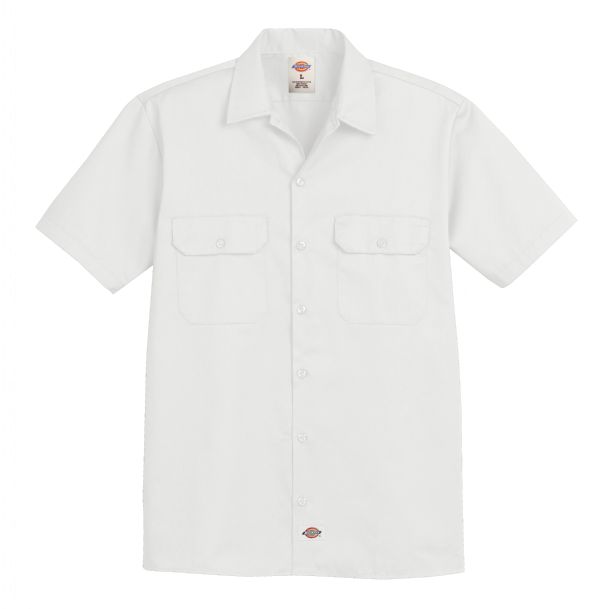 White - Men's Short-Sleeve Traditional Work Shirt - Front