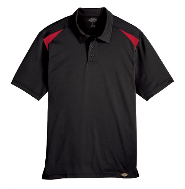 Black/English Red - Men's Team Performance Short-Sleeve Polo - Front