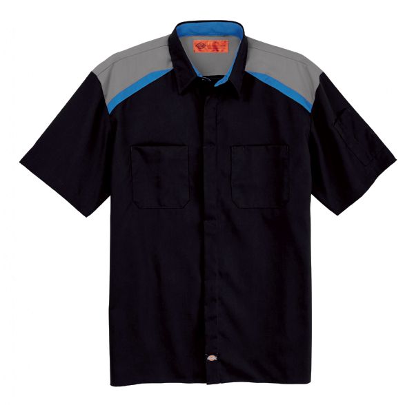 Men's Tricolor Short-Sleeve Shop Shirt