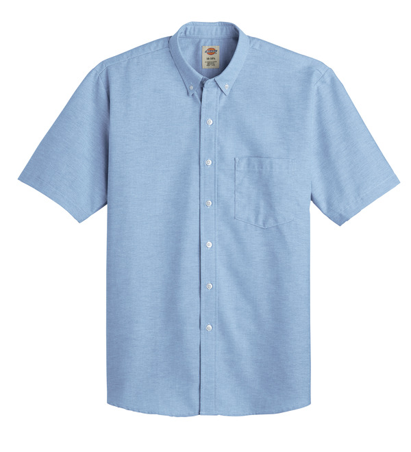 Light Blue - Men's Button-Down Oxford Short-Sleeve Shirt - Front